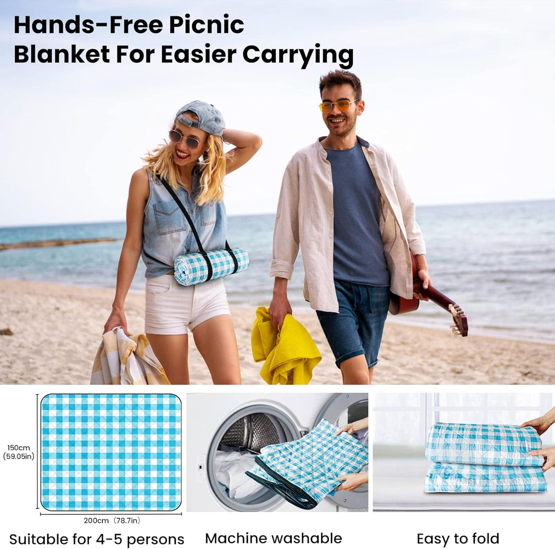 Picknickdecke Stranddecke Strandmatte Wasserdicht mit Tragegriff Outdoor Stranddecke für Camping, Pi