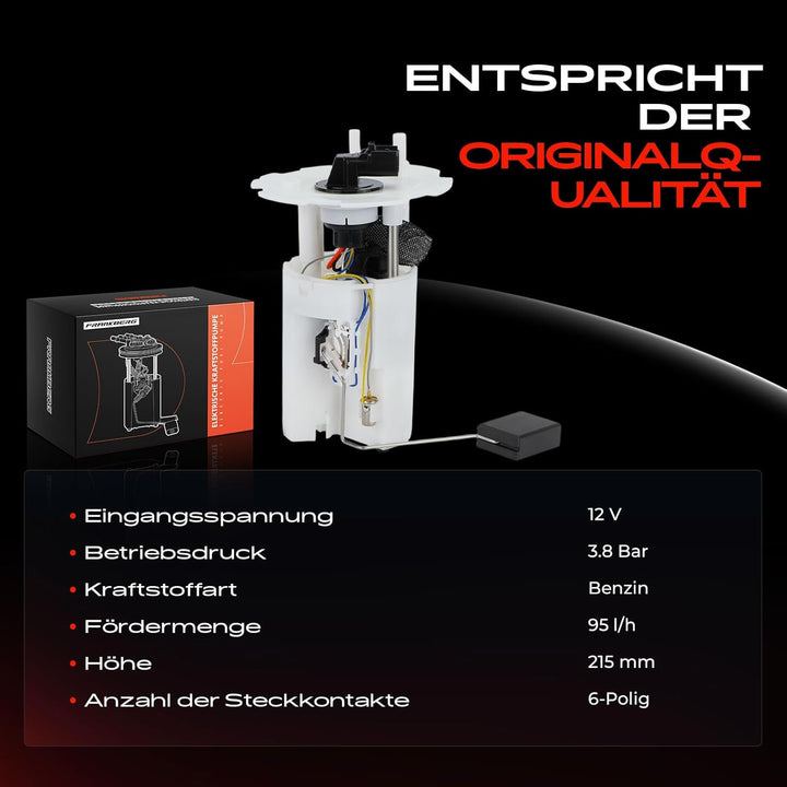 Frankberg Kraftstoffpumpe Benzinpumpe Kraftstoff-Fördereinheit Modul Satz ohne Drucksensor 6-Polig K