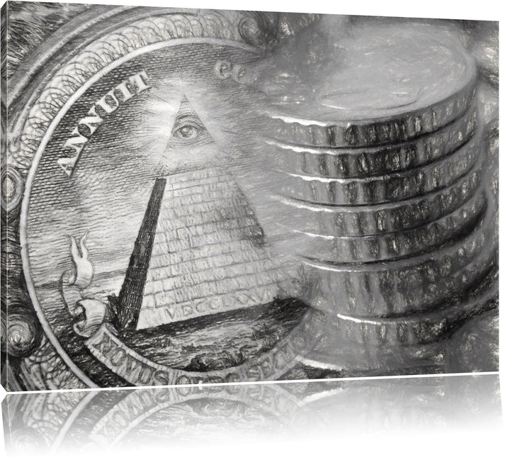Pixxprint Illuminati Pyramide als Leinwandbild/Grösse: 100x70 cm/Wandbild/Kunstdruck/fertig bespannt