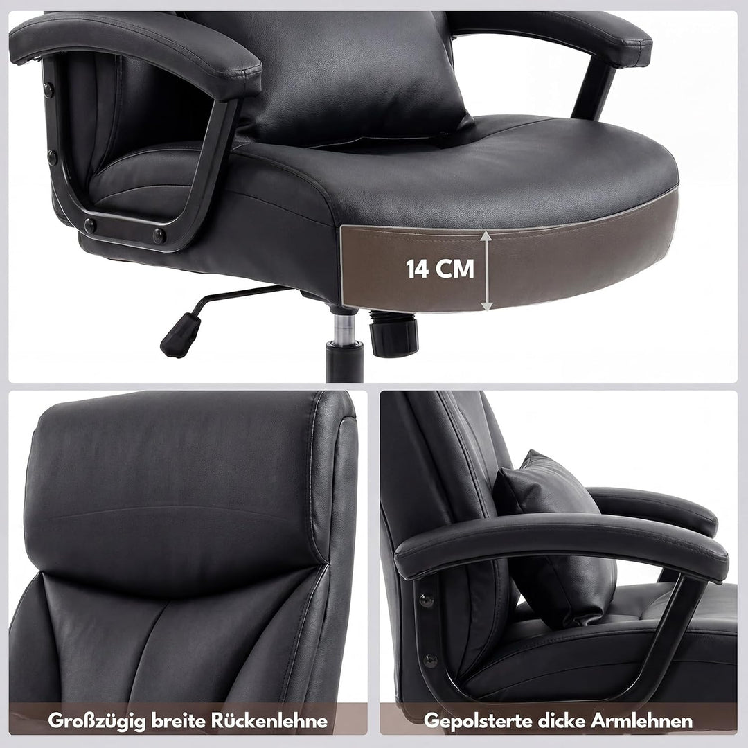 Ergonomischer Bürostuhl 200KG Schreibtischstuhl mit 4-stufiger Gasdruckfeder, Hoher Rückenlehne und
