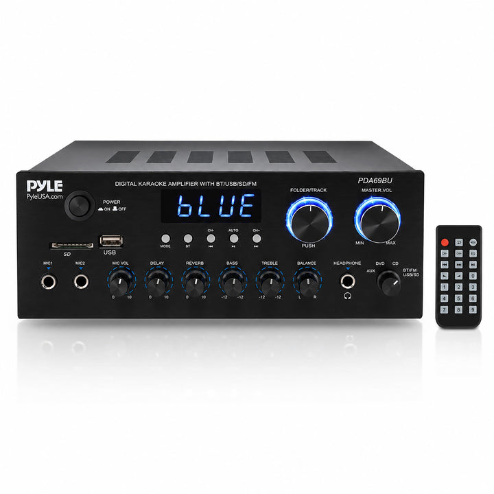 Pyle HiFi- Verstärker, 200W – 2.0 Kanal Audio Receiver mit USB/SD/FM und Mikrofon Eingang, Kabellose