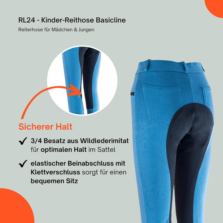 RL24 - Kinder Reithose Vollbesatz BASICLINE 92 Blau/Schwarz, 92 Blau/Schwarz