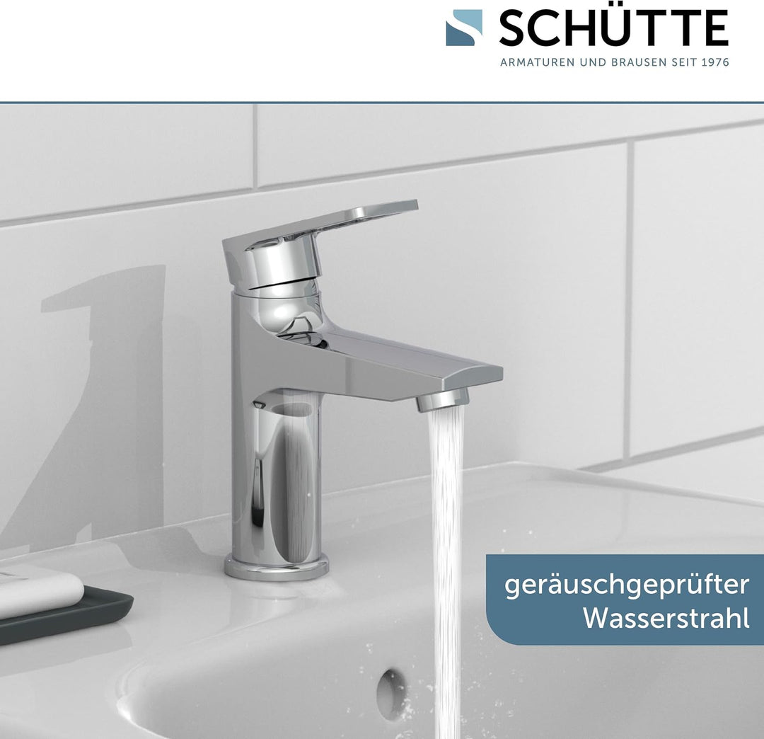 SCHÜTTE 32210 DERBY Wasserhahn Bad Chrom, Waschtischarmatur, Mischbatterie Waschbecken, moderner Ein