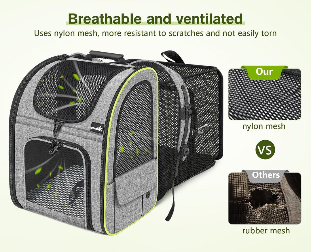pecute Haustier Rucksack mit Netzfenster XL für 6-10 kg, Erweiterbarer Platz, Tragbare & Faltbare Ka