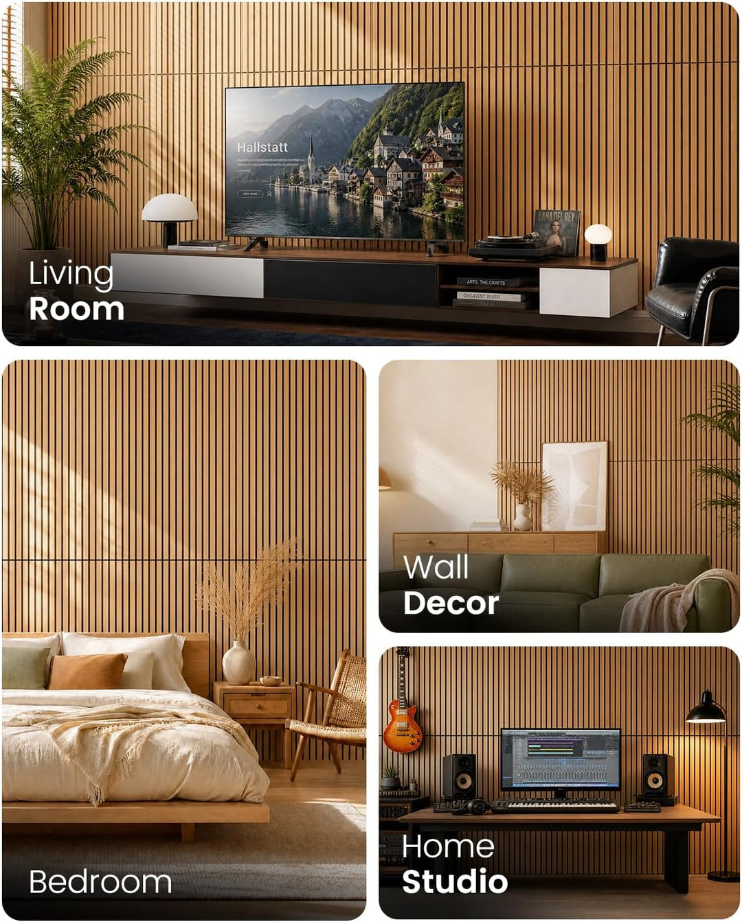 Soundsbay 4 Pack Akustikpaneele Selbstklebend, 120×60×0.9cm (2.88 m²) Akustikplatten Wandpaneele aus