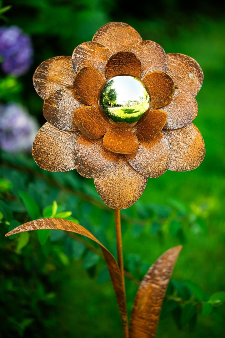Bornhöft Gartenstecker Blume Metall Gartendeko Rost Edelrost rostiger Beetstecker 110cm Deko Rostfig