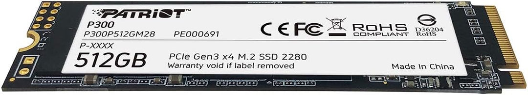 Patriot P300 512GB Interne SSD - NVMe PCIe Gen 3x4 - M.2 2280 - Solid State Drive - P300P512GM28