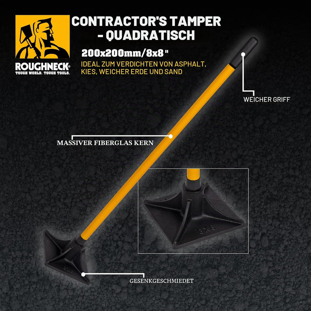 Roughneck Bodenstampfer aus Glasfaser, 20,3 x 20,3 cm, 5,4 kg, Schwarz / Gelb