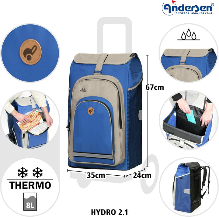 Andersen Einkaufstrolley Ersatztasche - 62 Liter - mit Kühlfach - Seiten- & Fronttasche - extra Inne