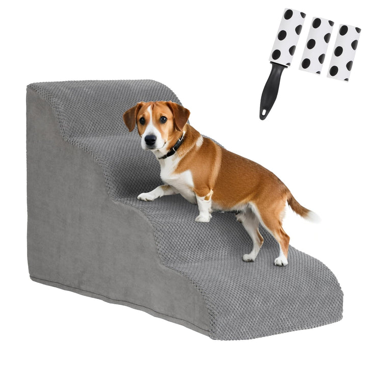 ABQ 4-stufige Hundetreppe für hohe Betten und Sofas – Extra hohe Treppe für kleine Hunde und Katzen,