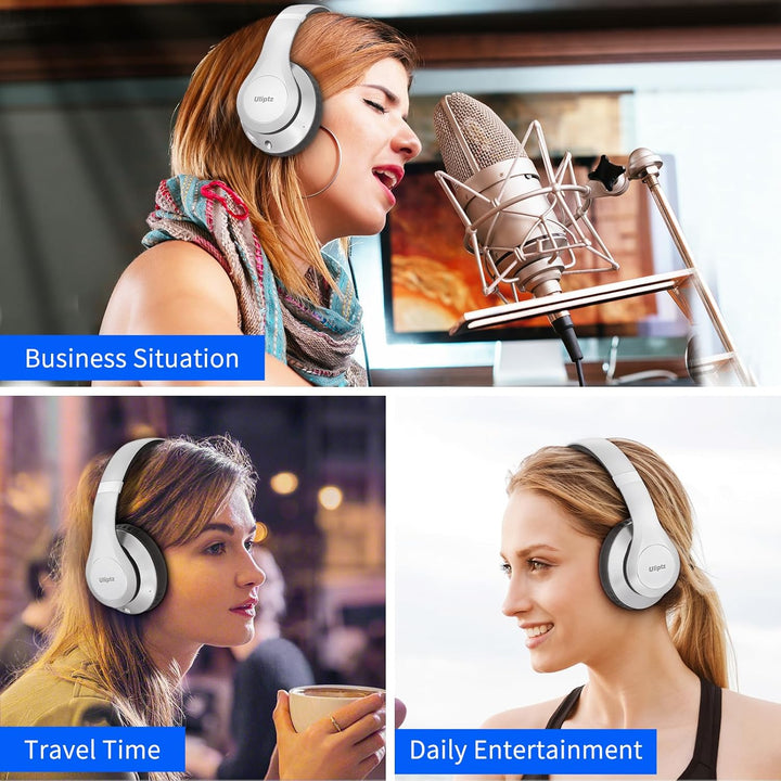 Uliptz Bluetooth Kopfhörer Over Ear, 65 Stunden Spielzeit Kopfhörer Kabellos 6 EQ-Modi, HiFi-Stereo