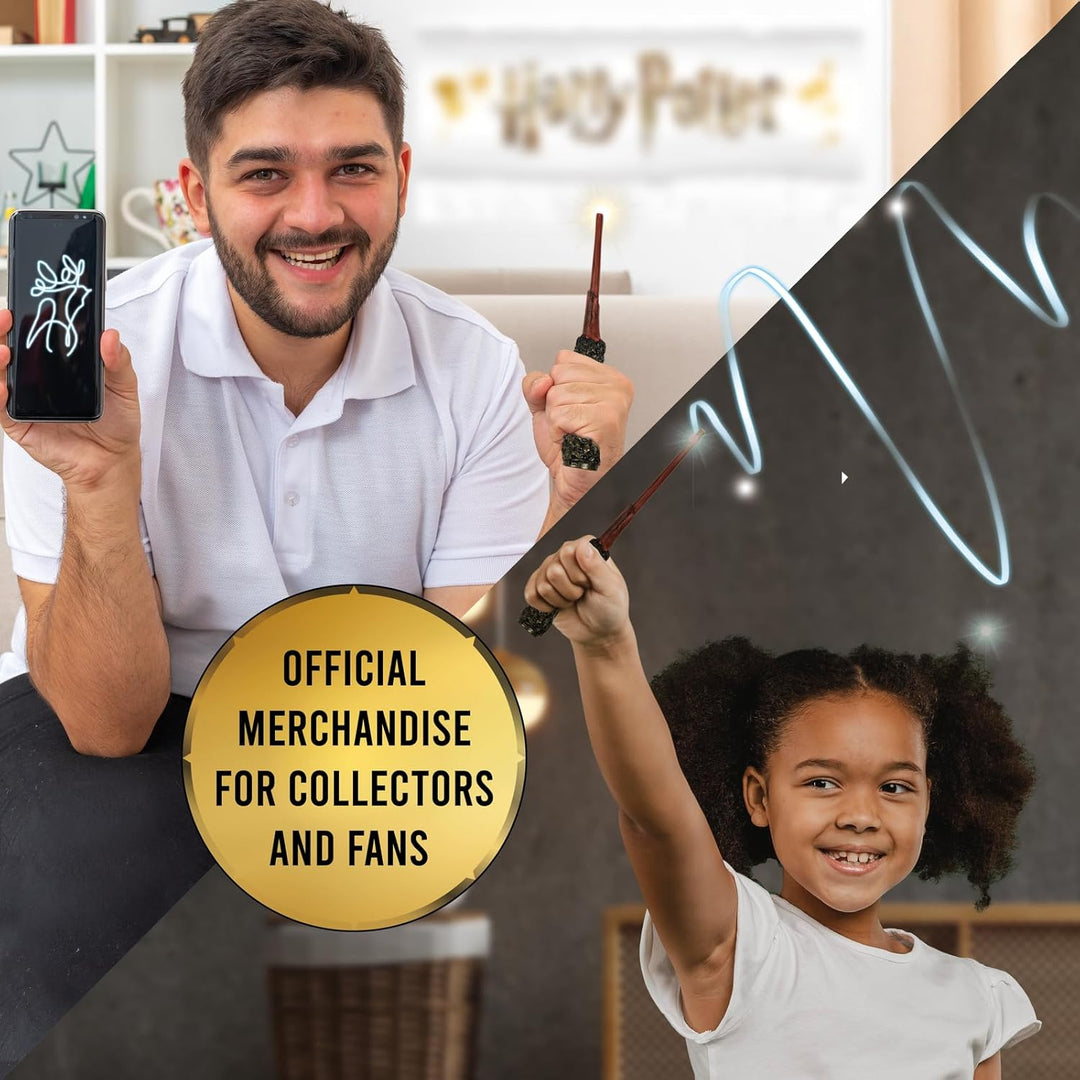 Harry Potter Zauberstab "Harry Potter" mit LED-Lumos-Spitze, Handbemalt aus Harz, Inklusive App für