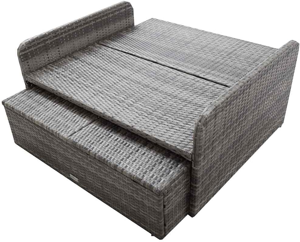 vidaXL Gartenmöbel 2-TLG. mit Auflagen Speicherfunktion Sitzgruppe Lounge Sofa Hocker Gartensofa Gar