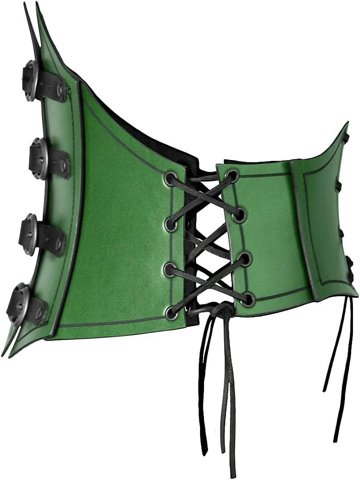 Andracor – Steampunk Corsage Renaissance – Unterbrust Ledermieder mit Zierschnallen und Korsett Opti