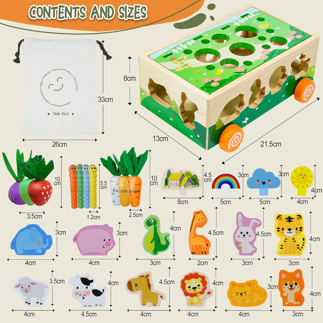 MutoToy® Montessori Spielzeug ab 1 Jahr, 6 in 1 Multifunktionale Holzspielzeug ab 1 2 3 Jahr Kinder,