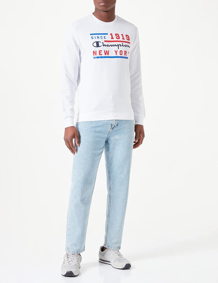Champion Herren Legacy Graphic Shop Authentic Powerblend Terry Crewneck Sweatshirt S Weiss, S Weiss