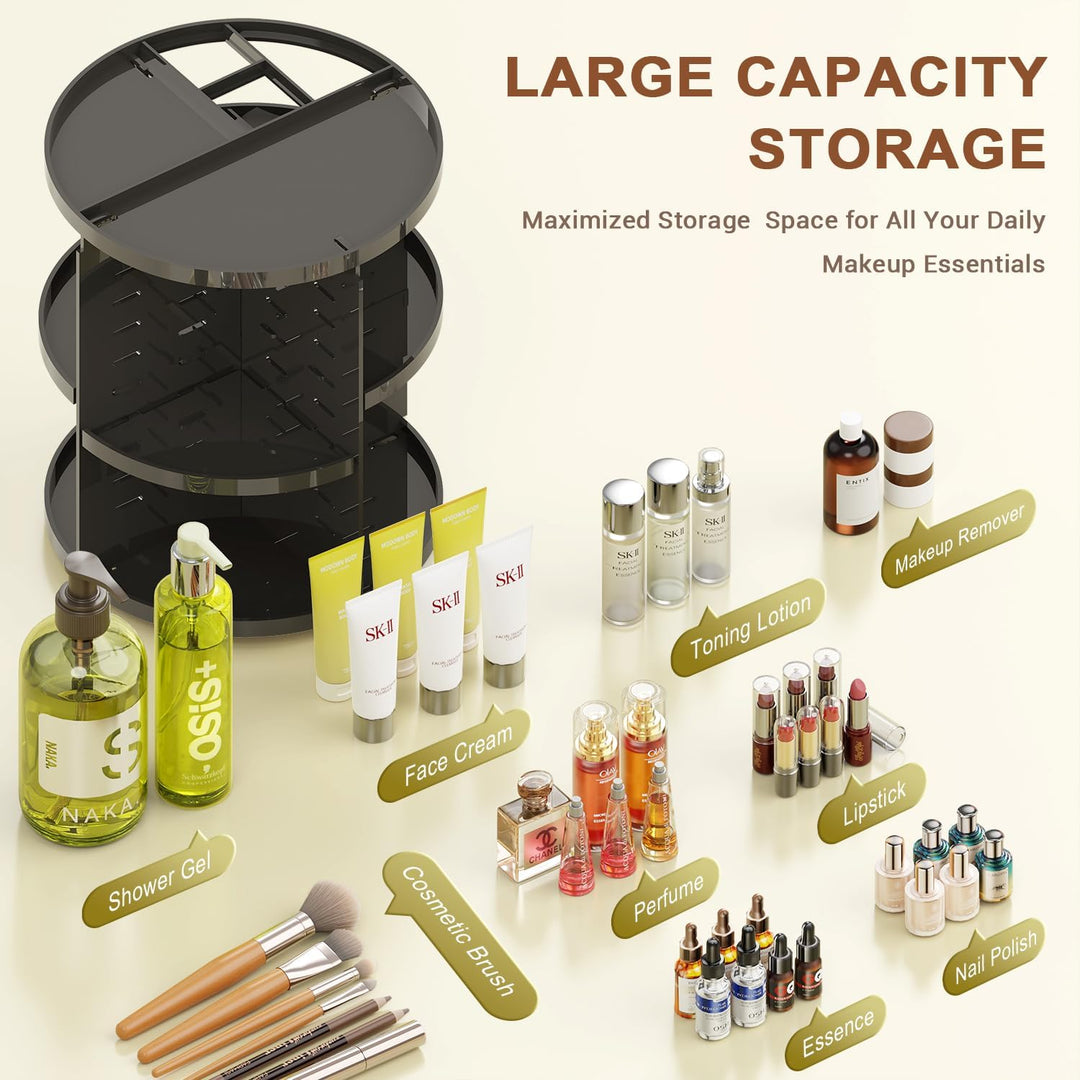 Auxmir Make Up Organizer mit 9 Einstellbaren Stufen, 360° Drehbar Schminktisch Kosmetik Organizer, E