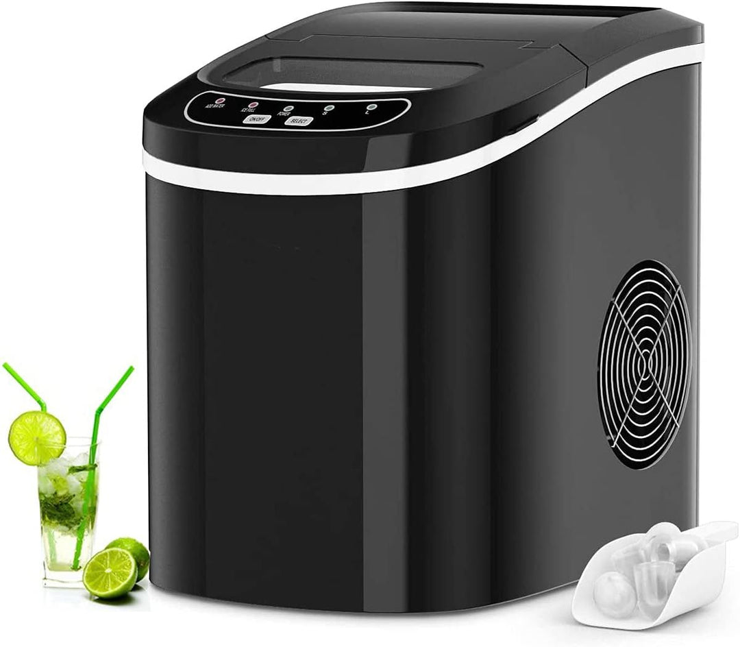 RELAX4LIFE Eiswürfelmaschine, Eismaschine mit Eiswürfelschaufel & Eiskorb, 12 kg in 24 Std, 9 Eiswür