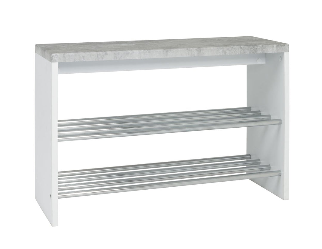HAKU Möbel Schuhbank, MDF, betonoptik-weiss-chrom, B 81 x T 30 x H 55 cm B 81 x T 30 x H 55 Betonopt