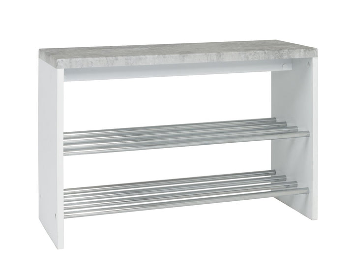 HAKU Möbel Schuhbank, MDF, betonoptik-weiss-chrom, B 81 x T 30 x H 55 cm B 81 x T 30 x H 55 Betonopt