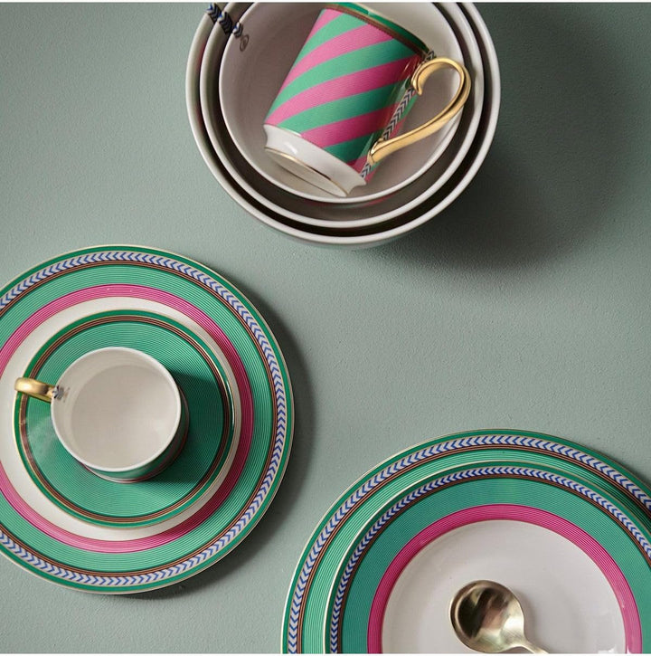 Pip Studio Chique Stripes Suppenteller pink-Green 23,5cm