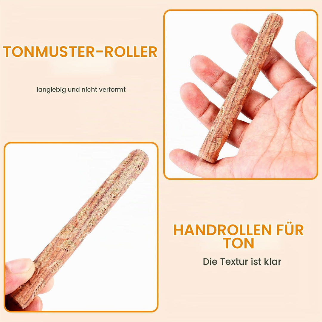 Jevina 5 Stücke Töpfer Werkzeuge Hand Rollen für Ton Ton Stempel Ton Muster Roller
