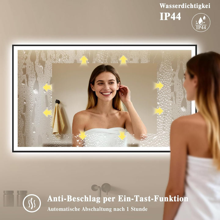 Badspiegel-mit-Beleuchtung 120x70cm - Badezimmerspiegel LED Badezimmer Spiegel mit Beleuchtung - Bes