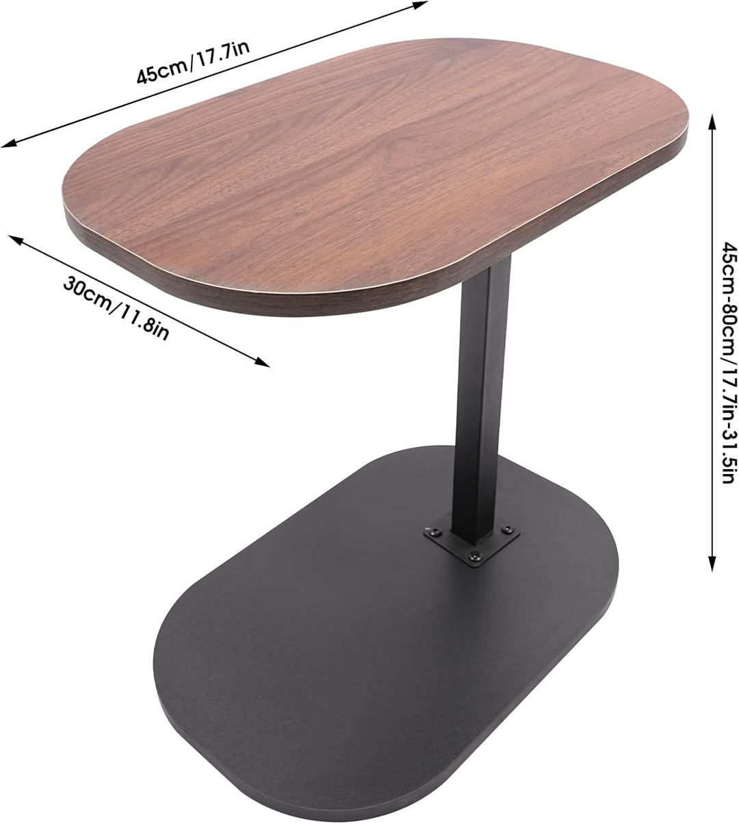 C-förmiger Beistelltisch höhenverstellbar 45–80cm, drehbare & neigbare Tischplatte, Sofatisch Nachtt