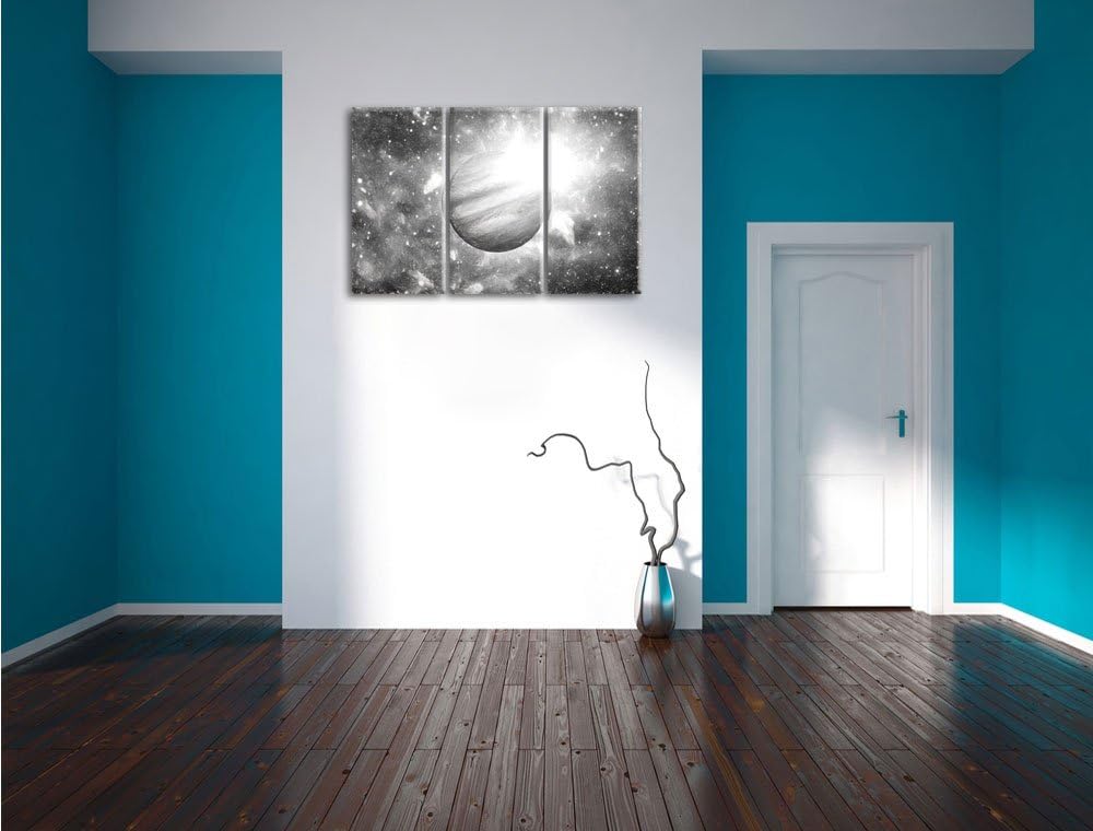 Pixxprint Planet Jupiter im Universum Kunst als Leinwandbild/Grösse: 3 Teilig (120x80 cm) cm/Wandbil