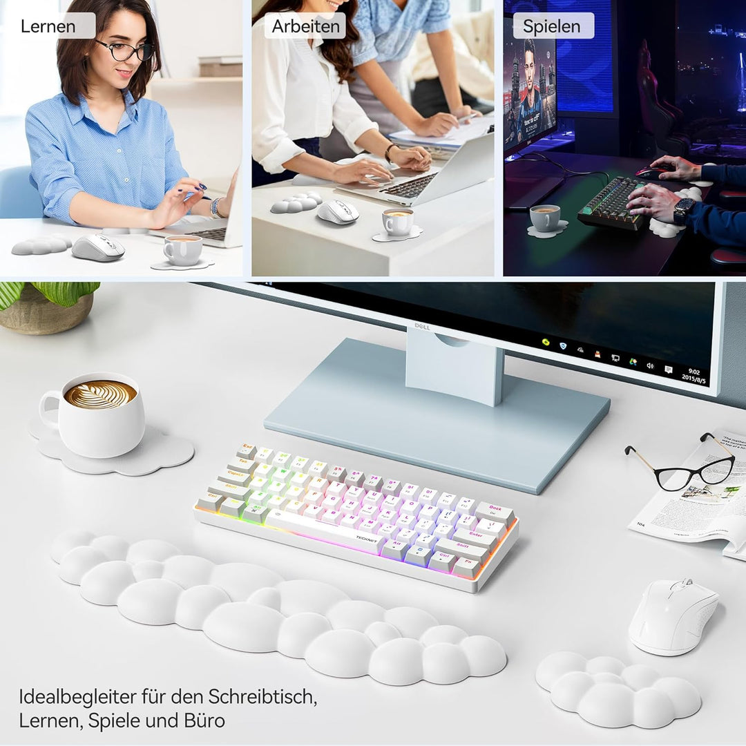 TECKNET Wolke Handballenauflage Tastatur, Ergonomisches & Entspannendes Handgelenk: Memory-Schaum mi
