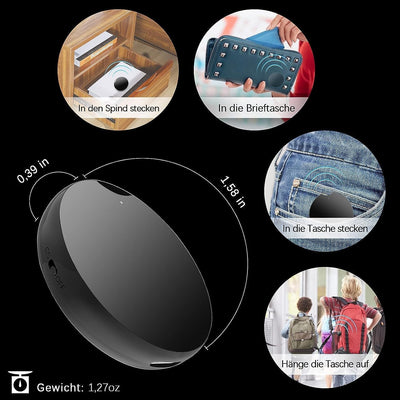 32 GB Mini Voice Recorder with Playback and OTG, Portable Round Mini Recorder, 192 Hours Recording a