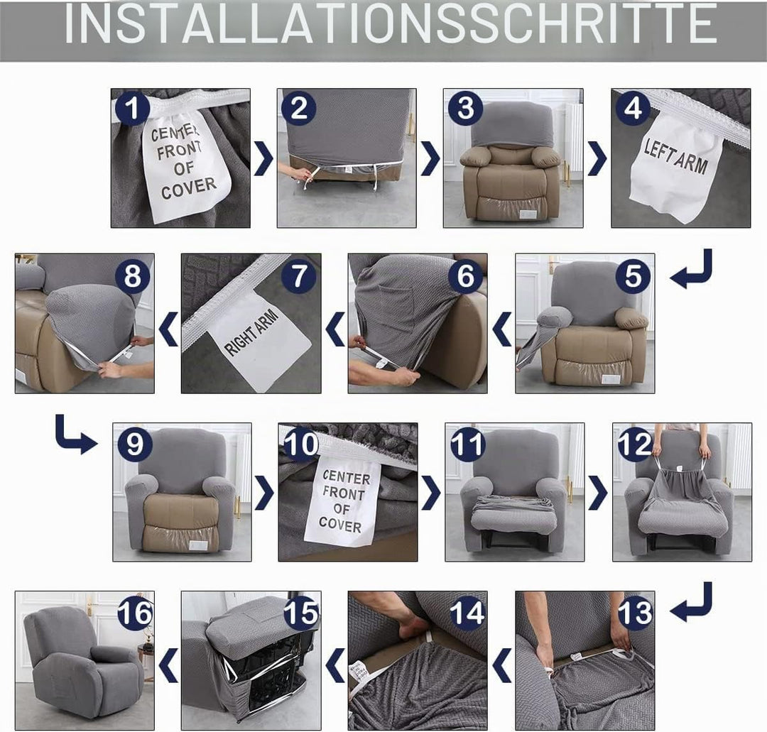 OKYUK Relaxsessel Sesselbezug Stretchhusse, Relaxsessel bezüge Elastisch,4-Teilig Sesselschoner, Bez