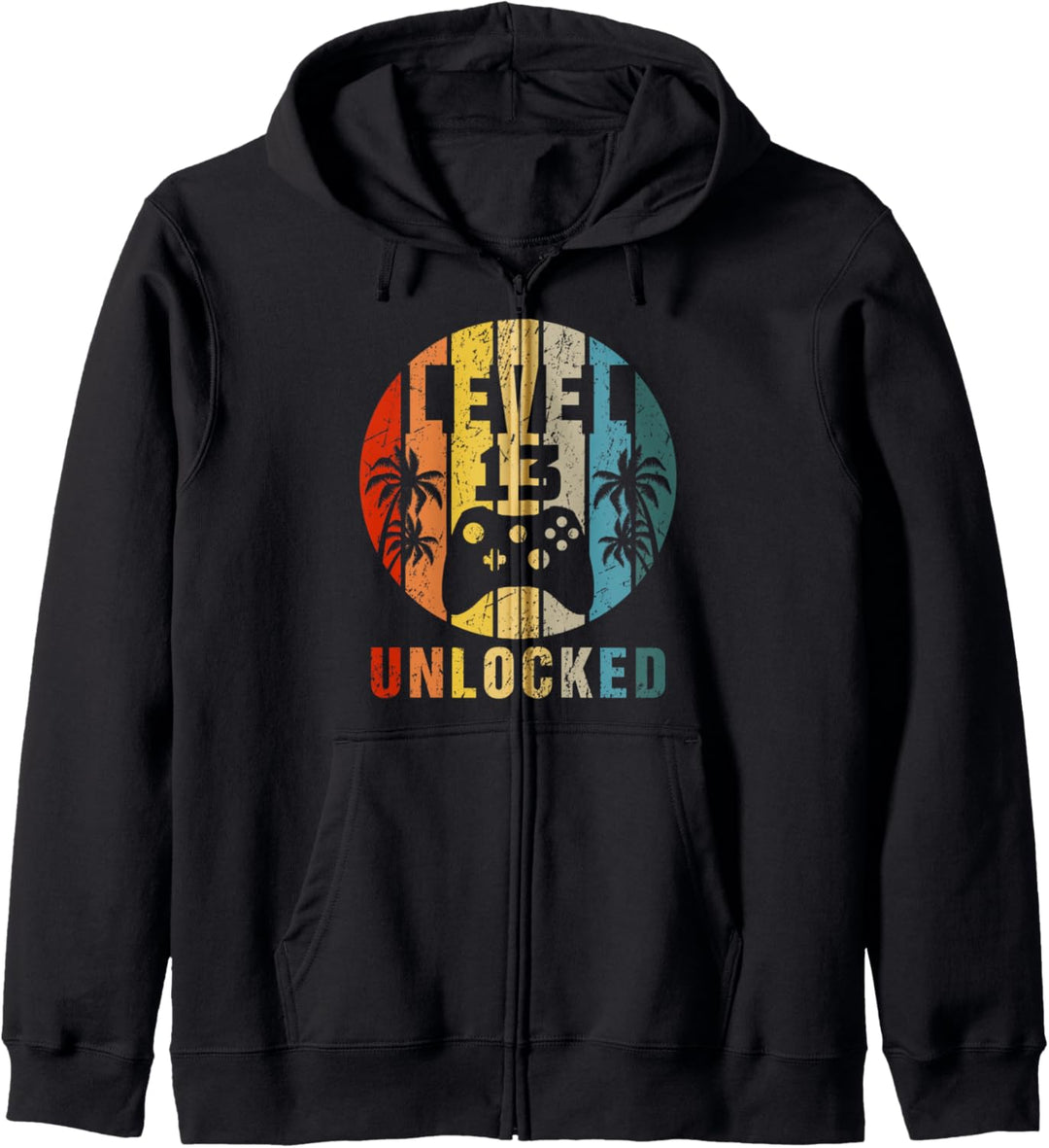 Level 13 Unlocked Vintage Funny Video Gamer 13th Birthday Kapuzenjacke