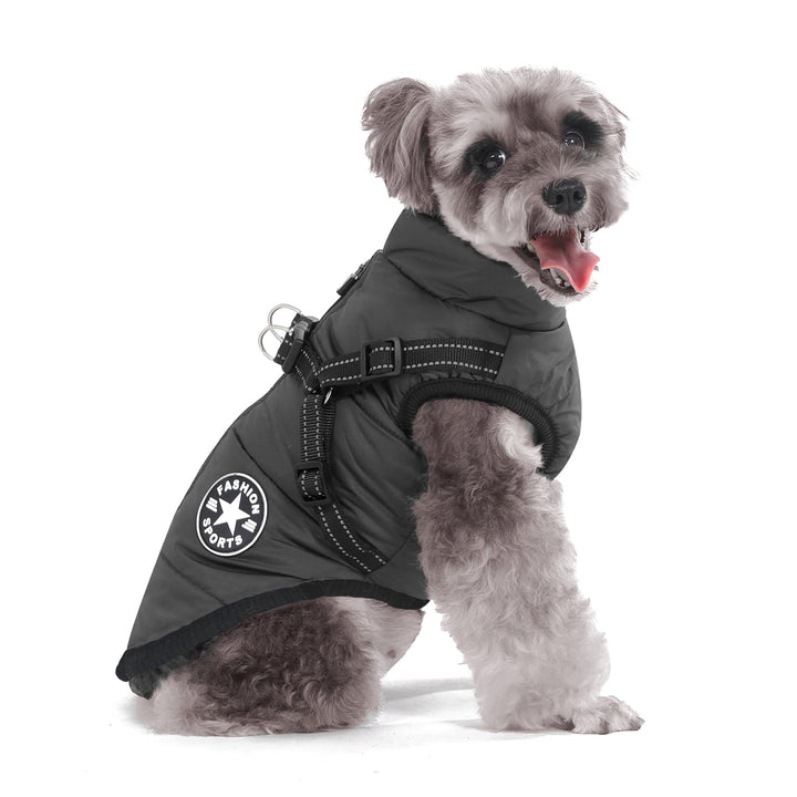 Hundemantel mit Geschirr, wasserdicht, leicht an- und auszuziehen, warme Winterkleidung für Welpen,