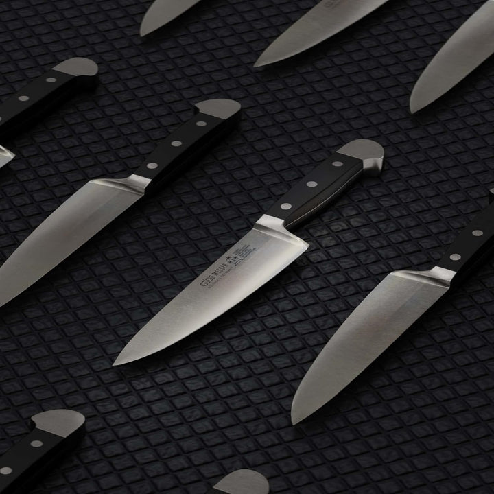 GÜDE Solingen - Kochmesser geschmiedet, 21 cm, POM schwarz, ALPHA, Küchenmesser, Doppelkropf, Handma
