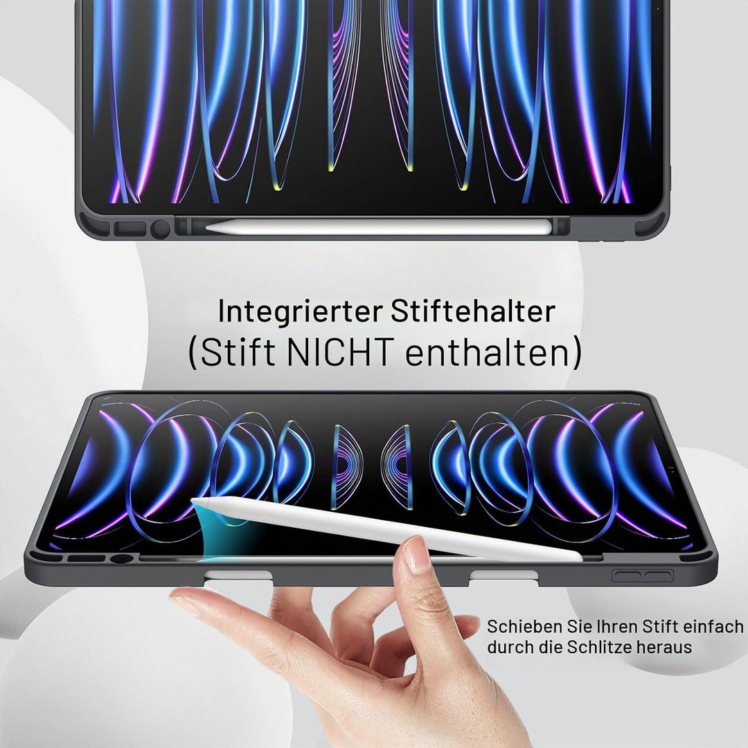 JETech Hülle für iPad Pro 12,9 Zoll (6./5. Generation, Modell 2022/2021) mit Stifthalter, Unterstütz