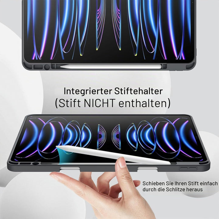 JETech Hülle für iPad Pro 12,9 Zoll (6./5. Generation, Modell 2022/2021) mit Stifthalter, Unterstütz