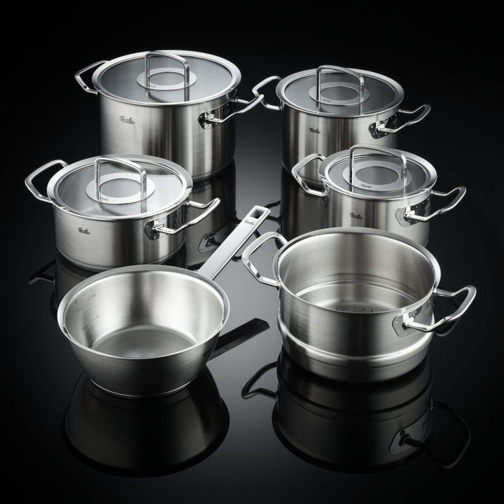 Fissler Original-Profi Collection/Edelstahl-Kochtopfset, 6-teilig, Töpfe mit Glas-Deckel (3 Kochtöpf