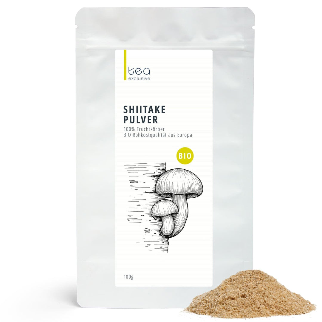 Bio Shiitake Pulver - 100% Fruchtkörper aus Europa – Vitalpilz Pilzpulver, fein gemahlen im Shellbro