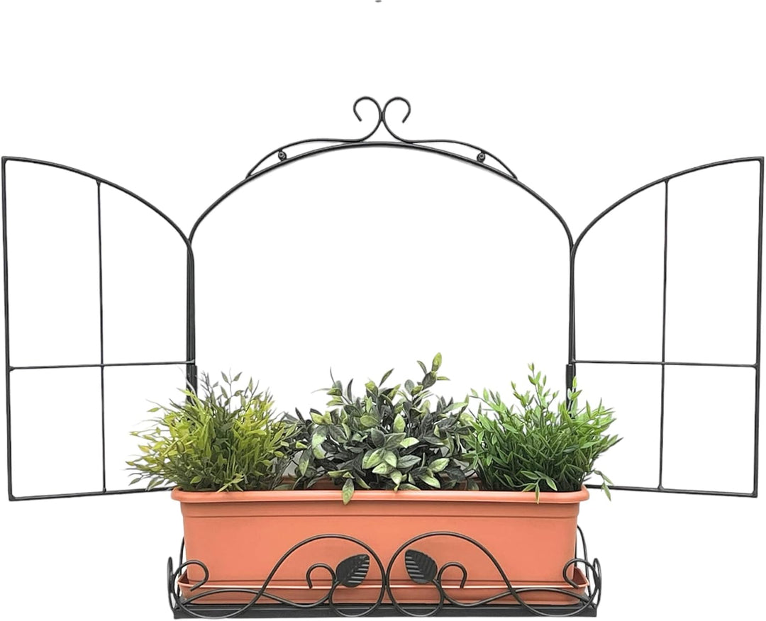 DanDiBo Wandblumenhalter Fenster Schwarz Metall Wand Blumenständer Blumenregal Wandregal Regal
