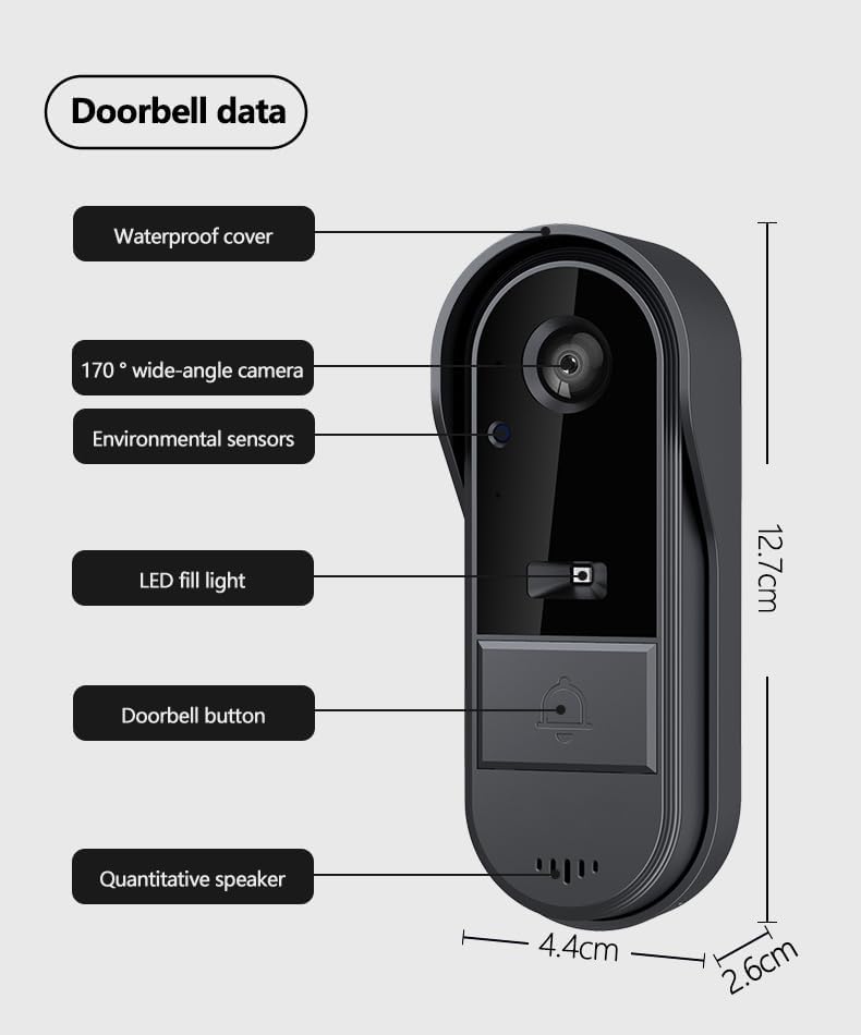 Drahtlose Türklingel mit kamera 1080P Outdoor Video Türsprechanlage Wasser-Beweis Intercom 170° Weit