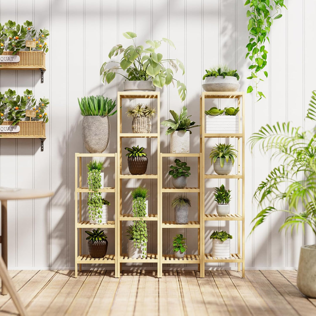SMIBUY Badezimmer-Aufbewahrungsregal, 4 Ebenen, Bambusregal, Organizer, multifunktionales Regal für