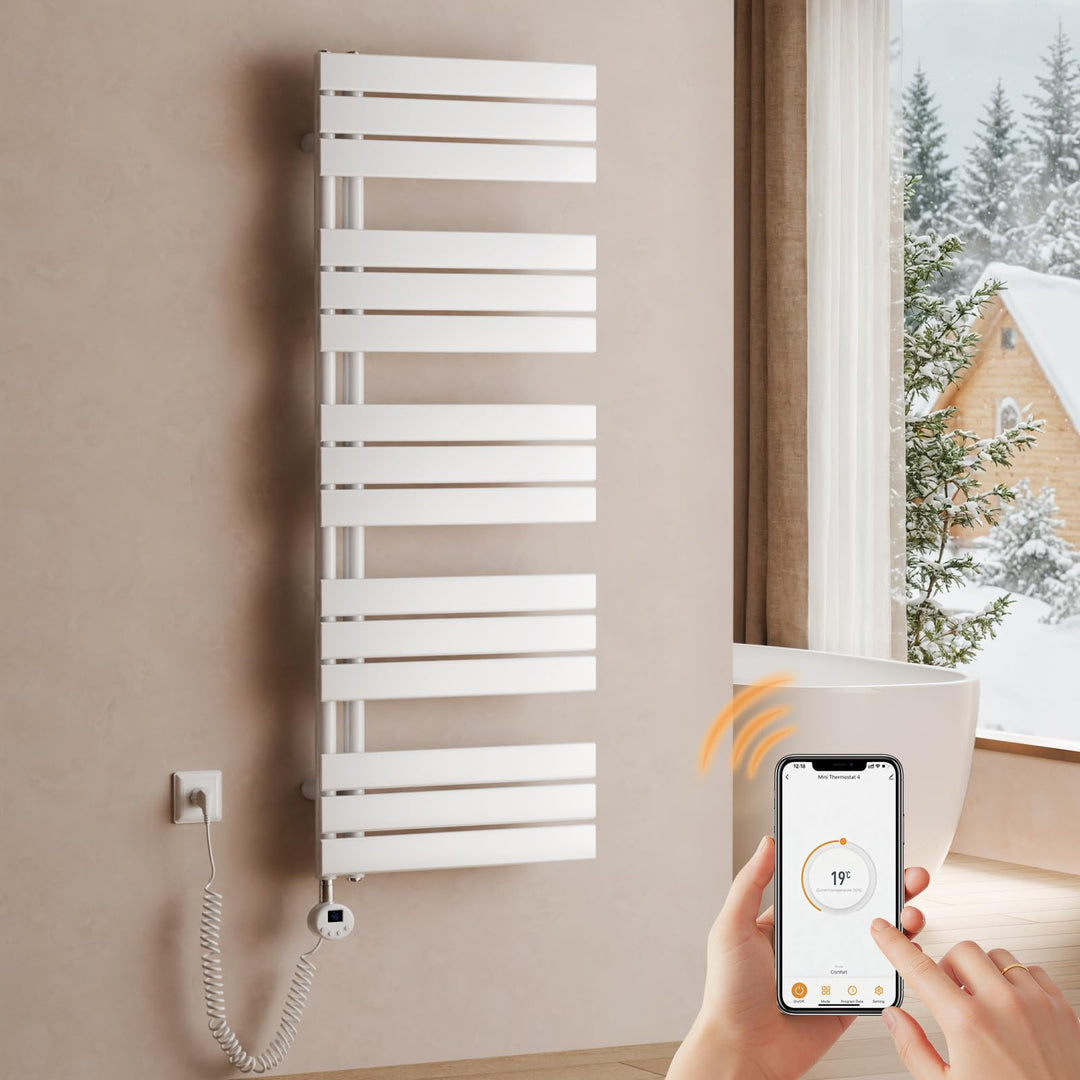 S'AFIELINA Handtuchheizkörper Elektrisch 1320×500mm, Badheizkörper Elektrisch mit Thermostat, WiFi,