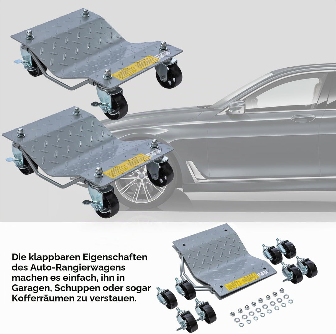 KATSU Tools 2 Stück Rad Rangierheber 1,5 Ton Tragkraft, Mobile Reifenplattform 40x30cm und feststell