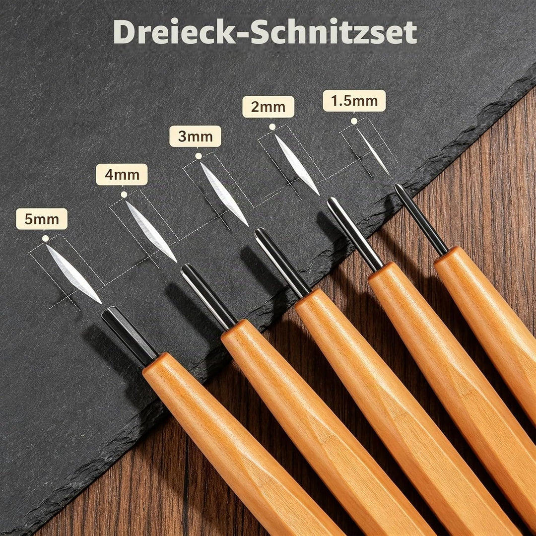 Schnitzmesser Set 5-teilig für Linolschnitt mit Buchenholzgriff