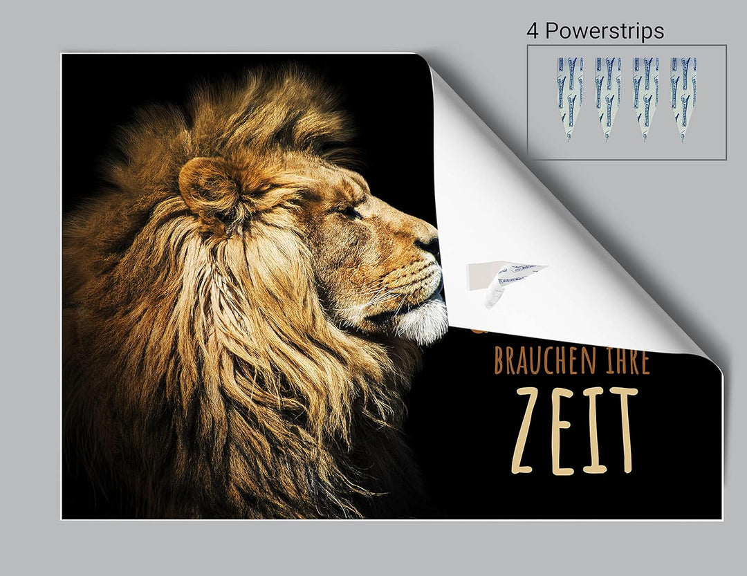 wandmotiv24 Poster als Wanddeko, Grösse Din A0, lerne zu warten, Zeit, Löwe, Moderne Wanddeko, Wandb