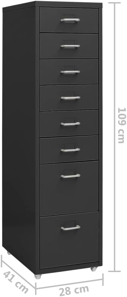 vidaXL Aktenschrank mit Rollen Rollcontainer Bürocontainer Schubladenschrank Büroschrank Metallschra