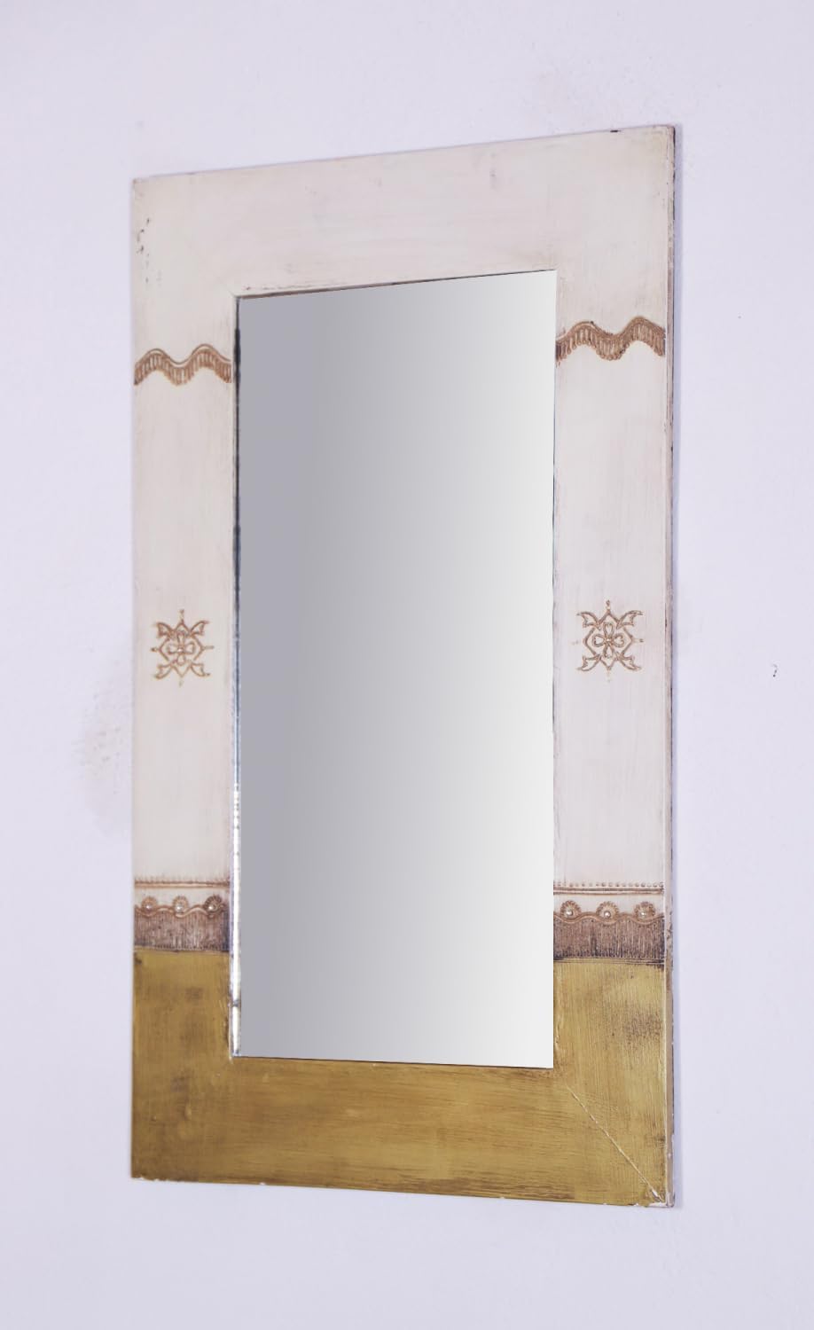 GURU SHOP Spiegel Bagru - Modell 2, Beige, 80x50x2 cm, Spiegel, Modell 2