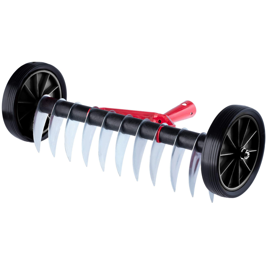 KADAX Rasenlüfter mit Rädern, Gartenkralle für Rasen, Garten, Moos, Schneidrechen aus Metall, manuel