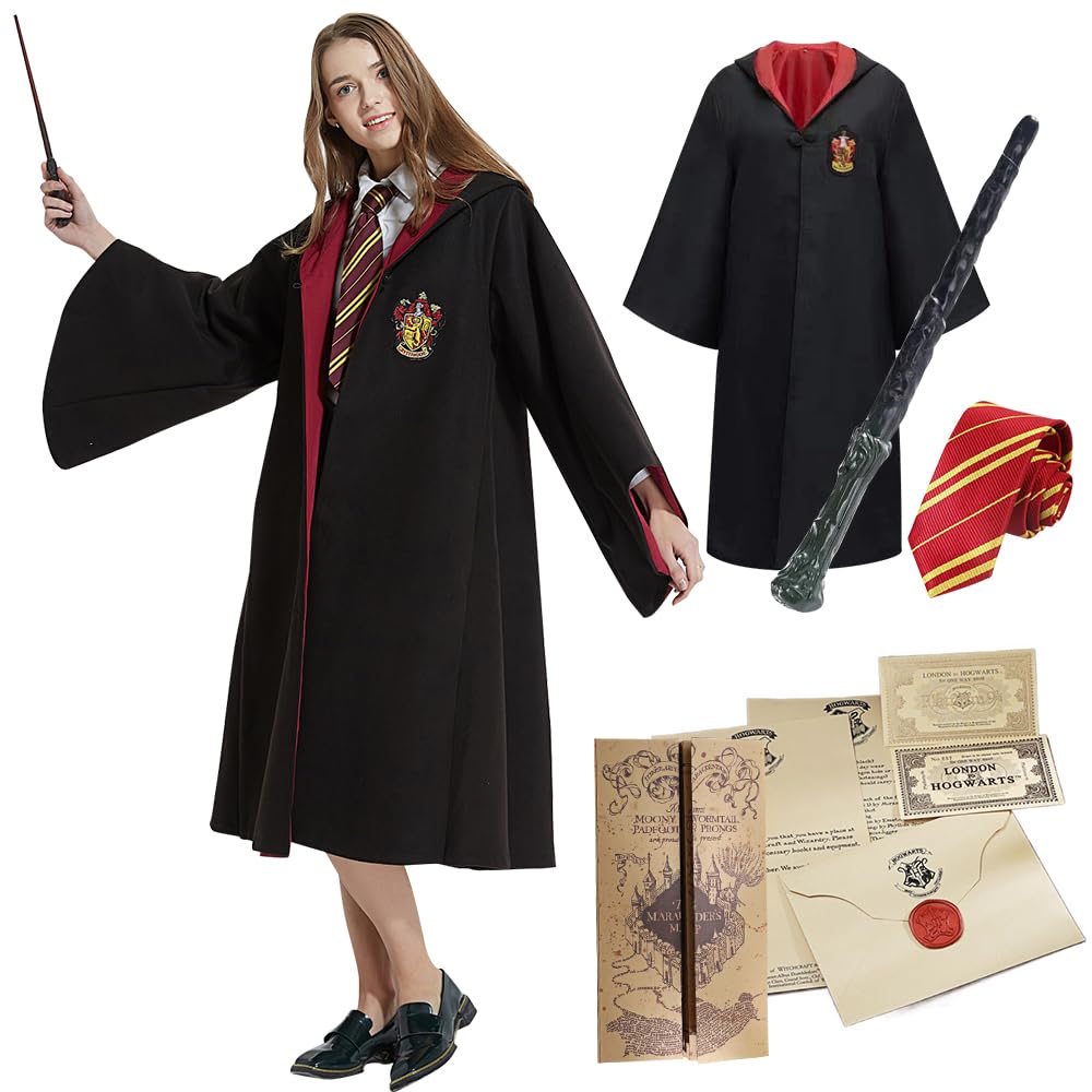 NAVESO Kostüm Harry, Zauberer Cosplay Kostüm, Cosplay Kostüm Harry, Magier Robe Kinder mit Harry Pot